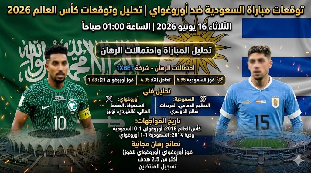 نصائح الرهان على السعودية ضد أوروغواي ضمن كأس العالم 2026